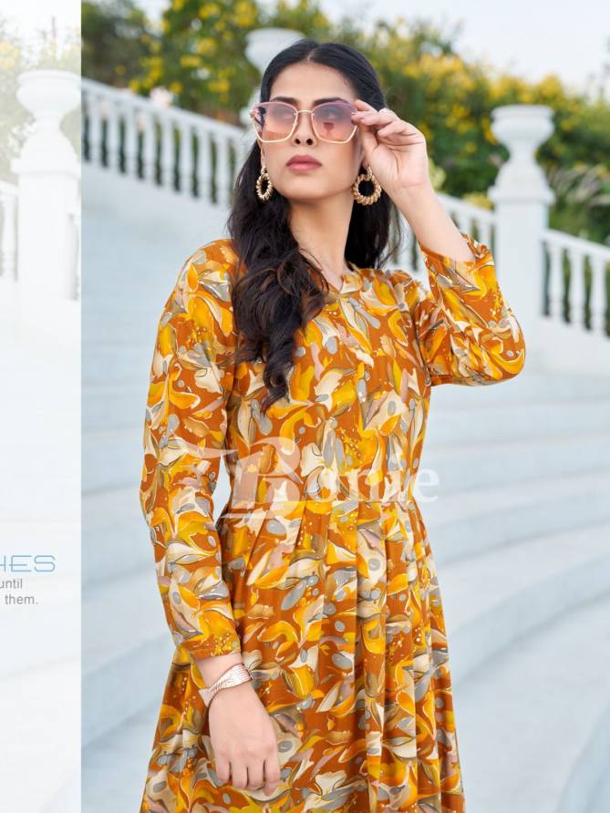 Roshini Vol 1 By Bonie Fancy Printed Flaired Party Wear Kurtis Wholesale Suppliers In Mumbai
